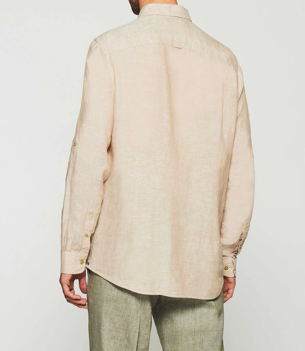 Chemise unie en lin beige KISS
