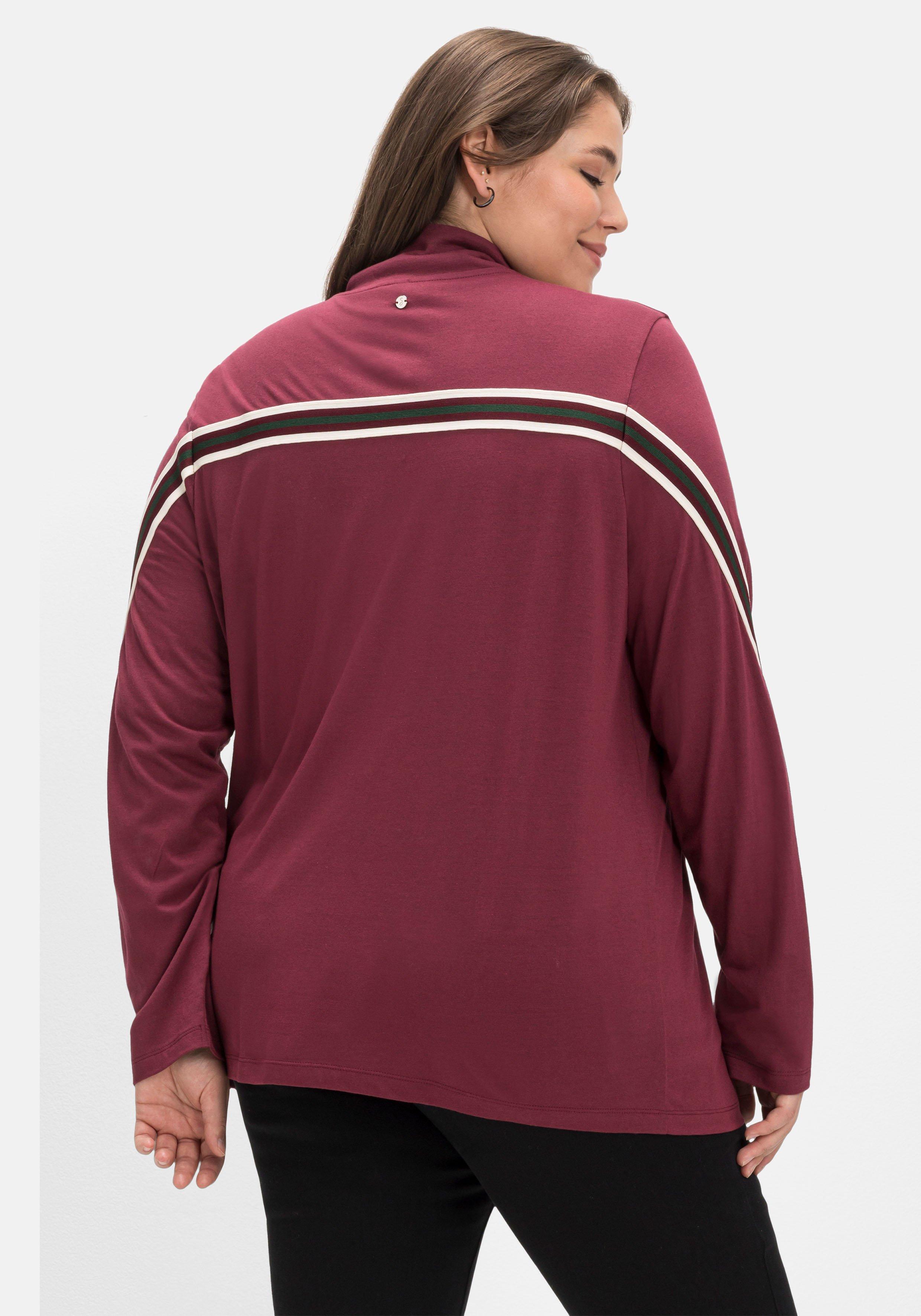 Langarmshirt mit Troyerkragen und Kontrastdetails