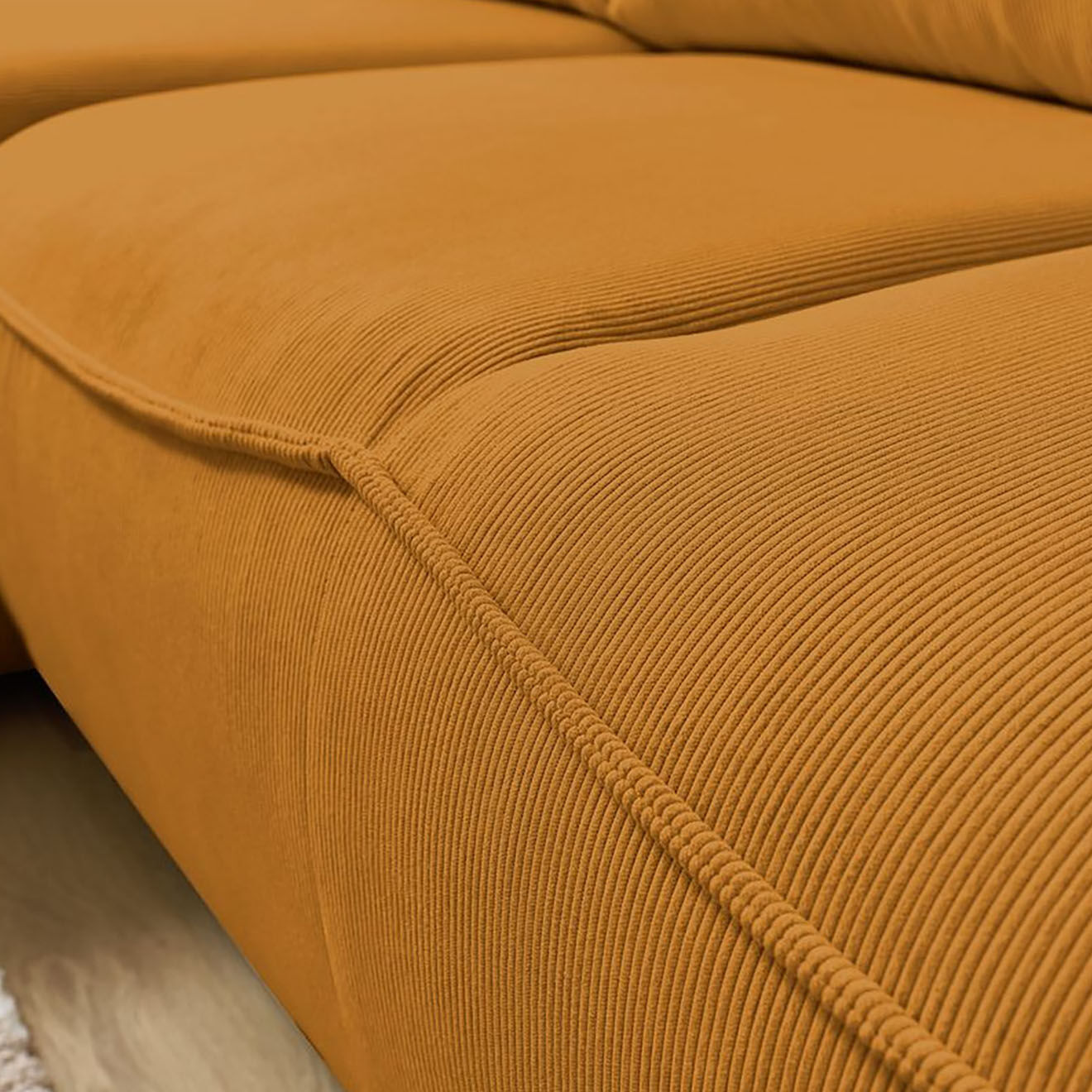 Bobochic Canapé d'angle gauche convertible coffre jasmin velours côtelé jaune - 256x158x90 cm
