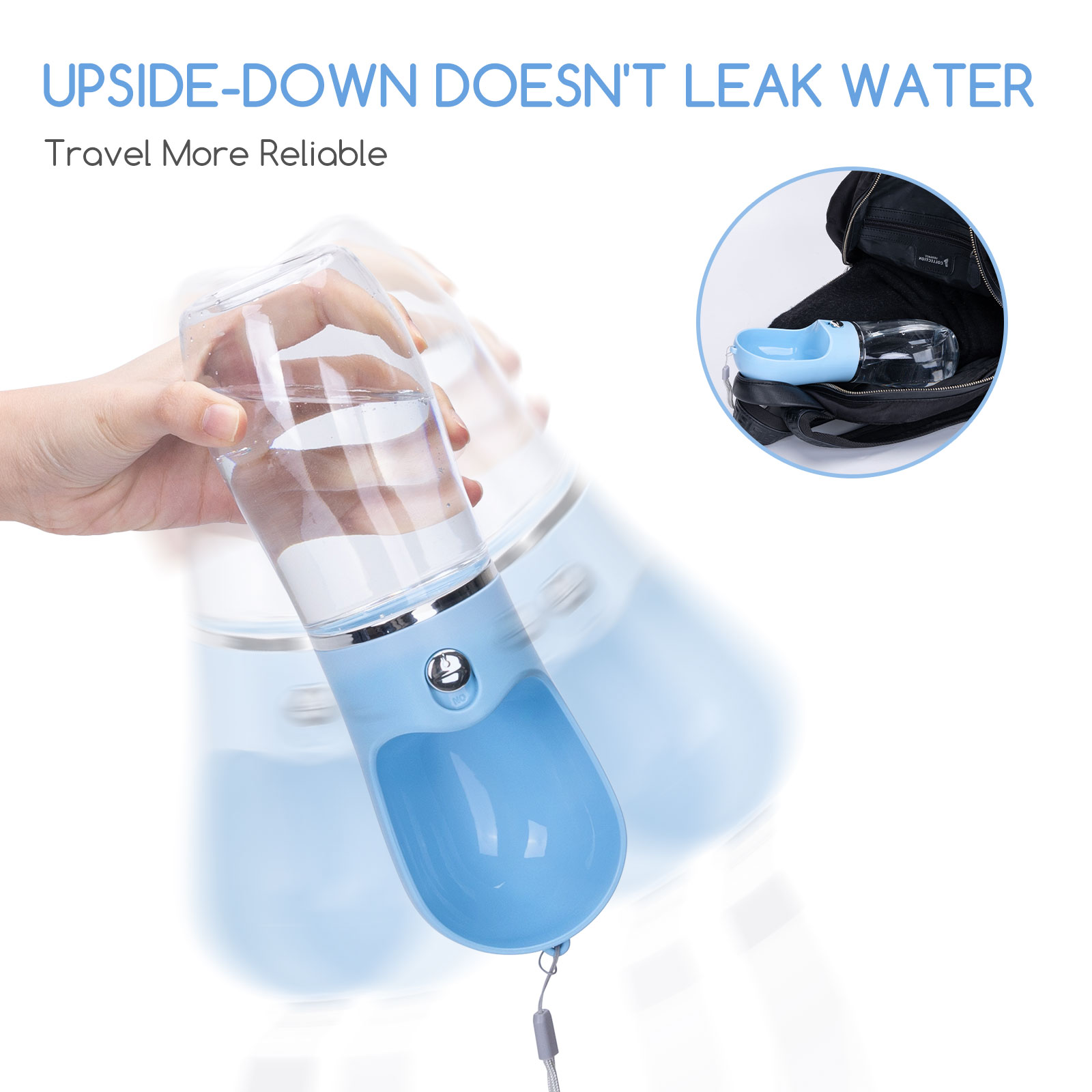 Garrafa de água portátil Nobleza para cães, 380ml, feita com material de qualidade alimentar, ideal para animais de estimação que gostam de atividades ao ar livre, caminhadas e viagens.