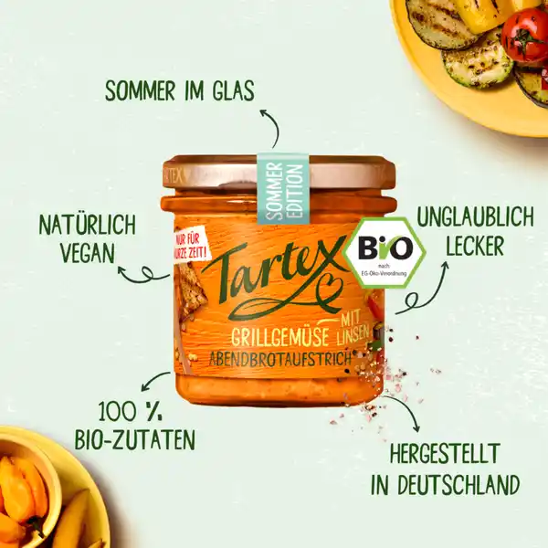 Bio Abendbrotaufstrich Grillgemüse mit Linsen