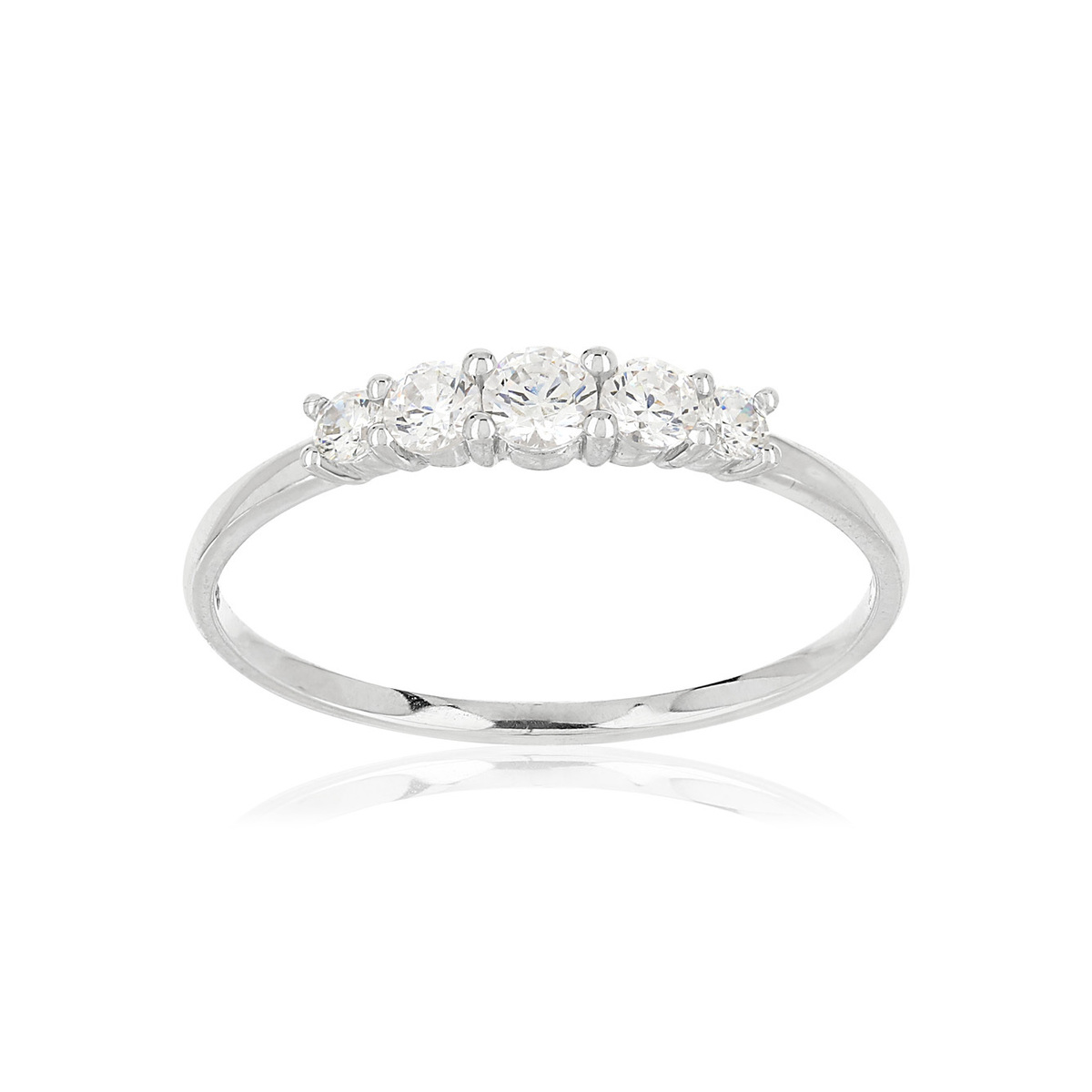 Bague or 375 blanc 5 zirconias