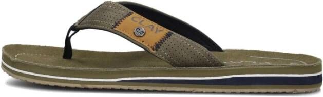 Clay Groene Leren Look Slippers