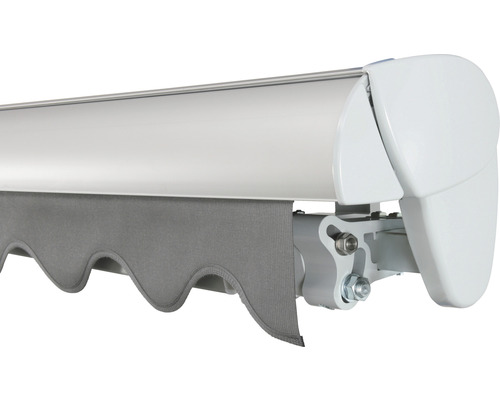 SOLUNA Semi-Cassette Zonnescherm Classic 2.5x1.5 Stoffen Dessin 320925 Frame E6EV1 Zilver Geanodiseerd Aandrijving rechts incl. motor, wandschakelaar