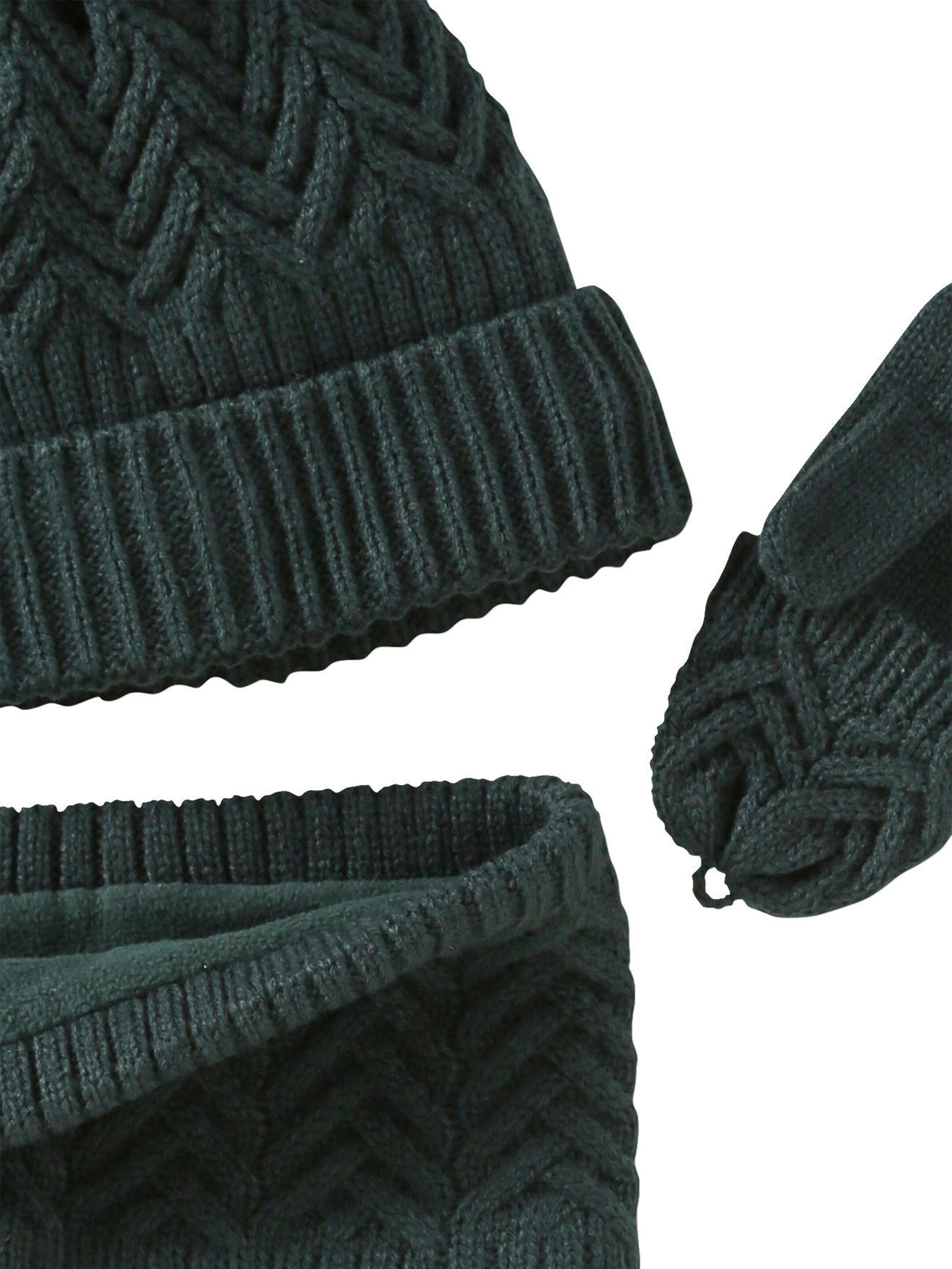 Vertbaudet Jungen-Set: Mütze, Rundschal & Handschuhe tannengrün