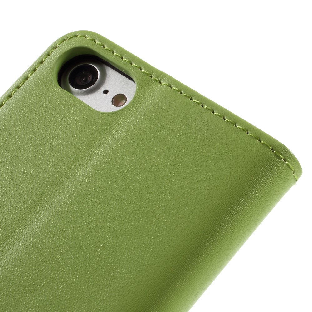 iPhone SE (2022/2020) / 8 / 7 Echtleder Tasche Flip Cover mit Karten Etui - Grün