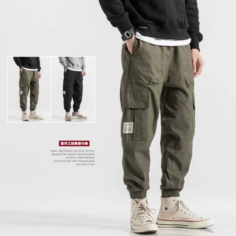 Nikoflin - Mid Rise Label Applique Cargo Baggy Broek