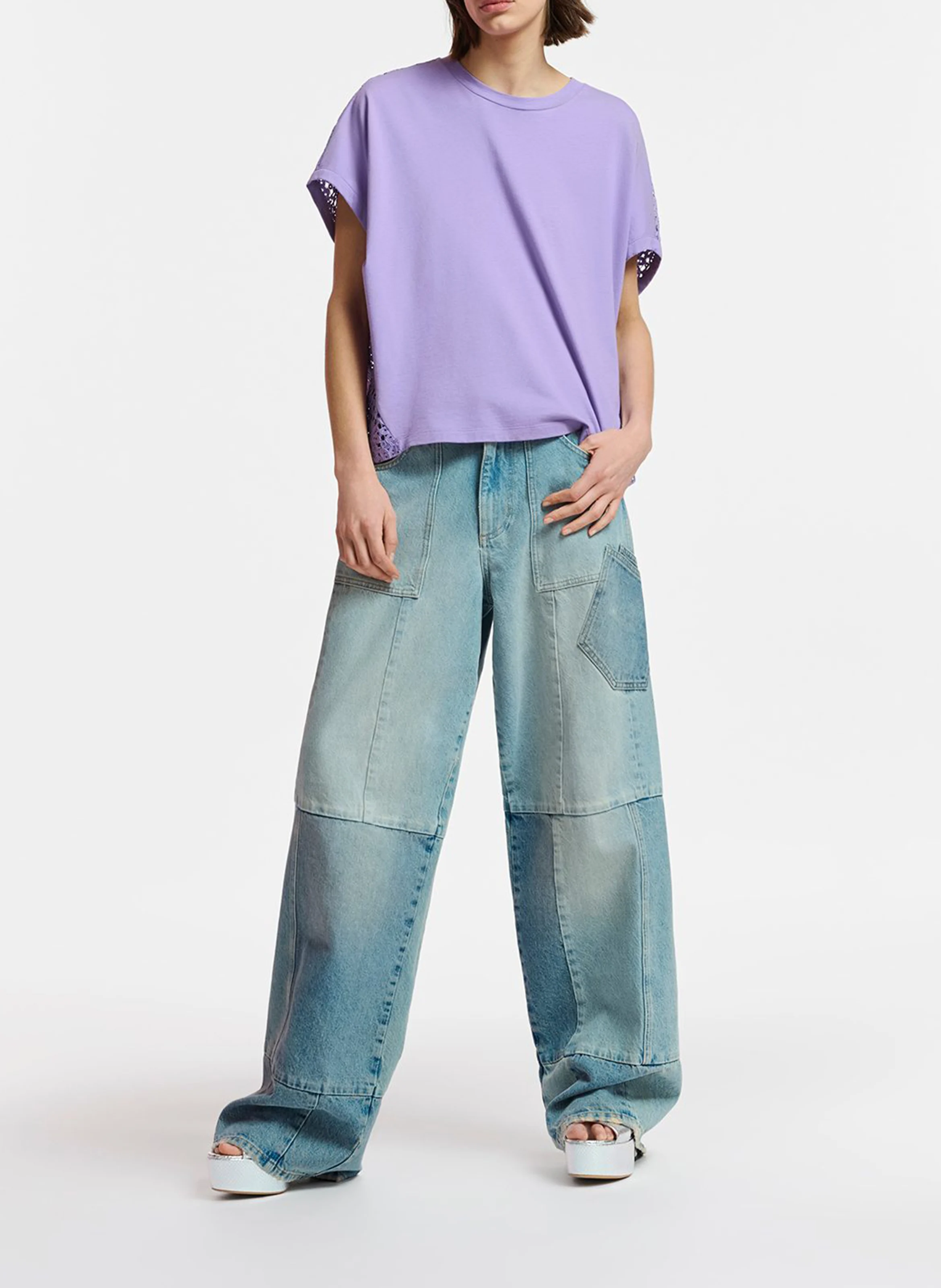 GARDENER - Jean droit taille haute en coton | Bleu
