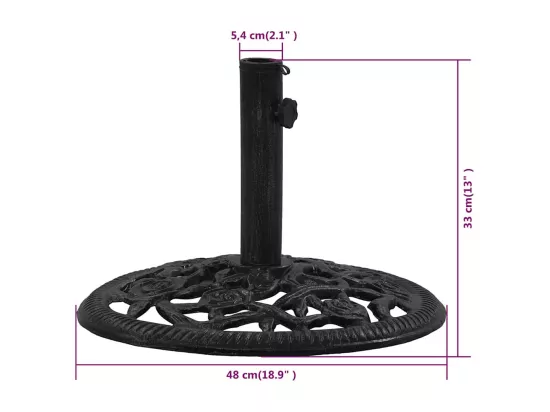 Socle de parasol Noir 48x48x33 cm Fonte