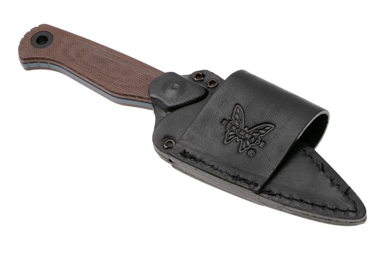Benchmade Dacian 203BT-03 Blue Cerakote CPM MagnaCut, Brown Canvas Micarta vaststaand mes, lederen en kydex schede