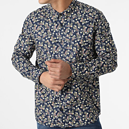 Chemise Manches Longues Floral H70025 Bleu Marine