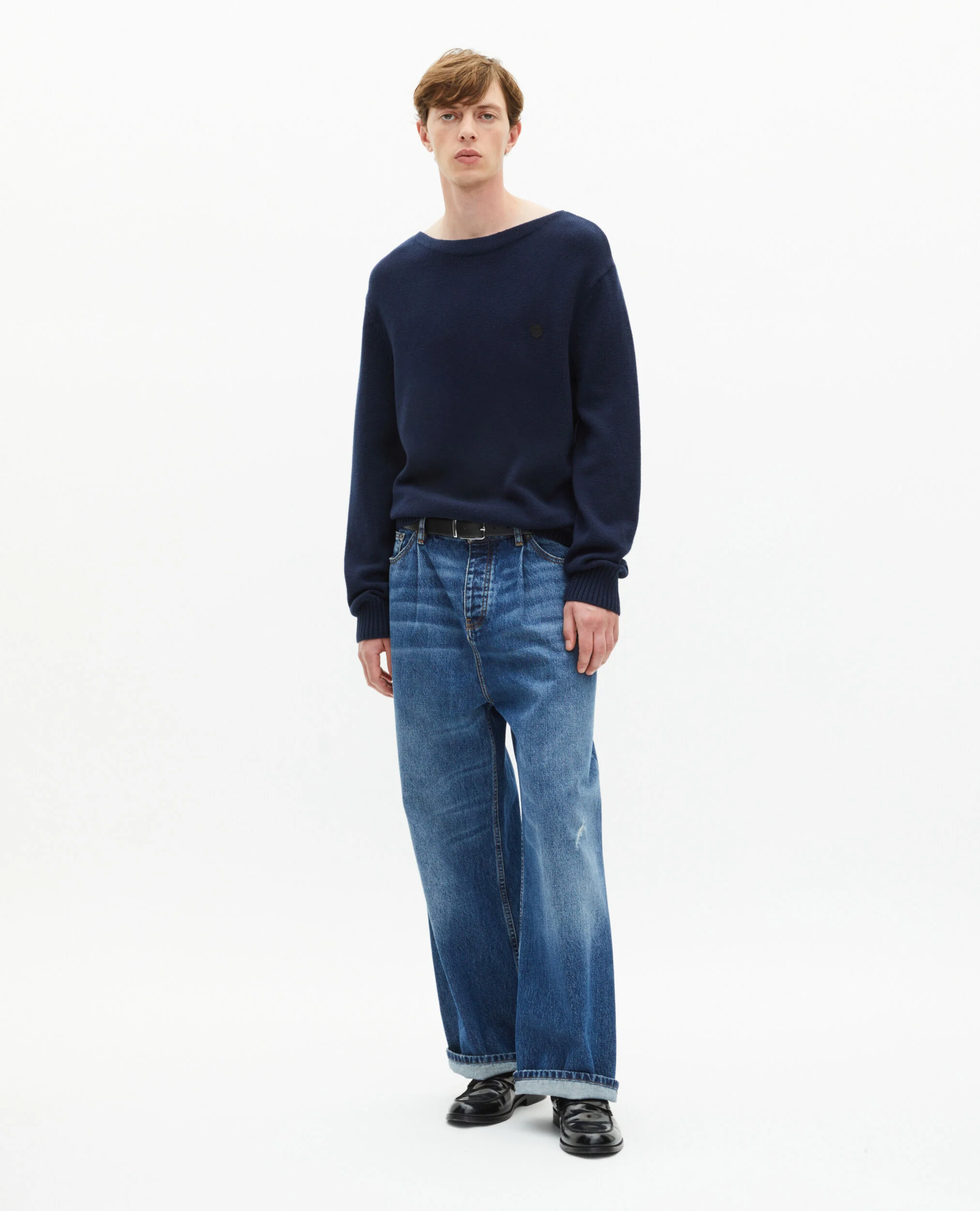 Pull col bateau marine
