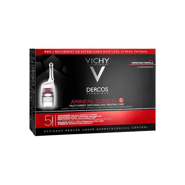 Vichy Ampolas Dercos Aminexil Intensivo 5 Antiqueda Homem 21 Unidades