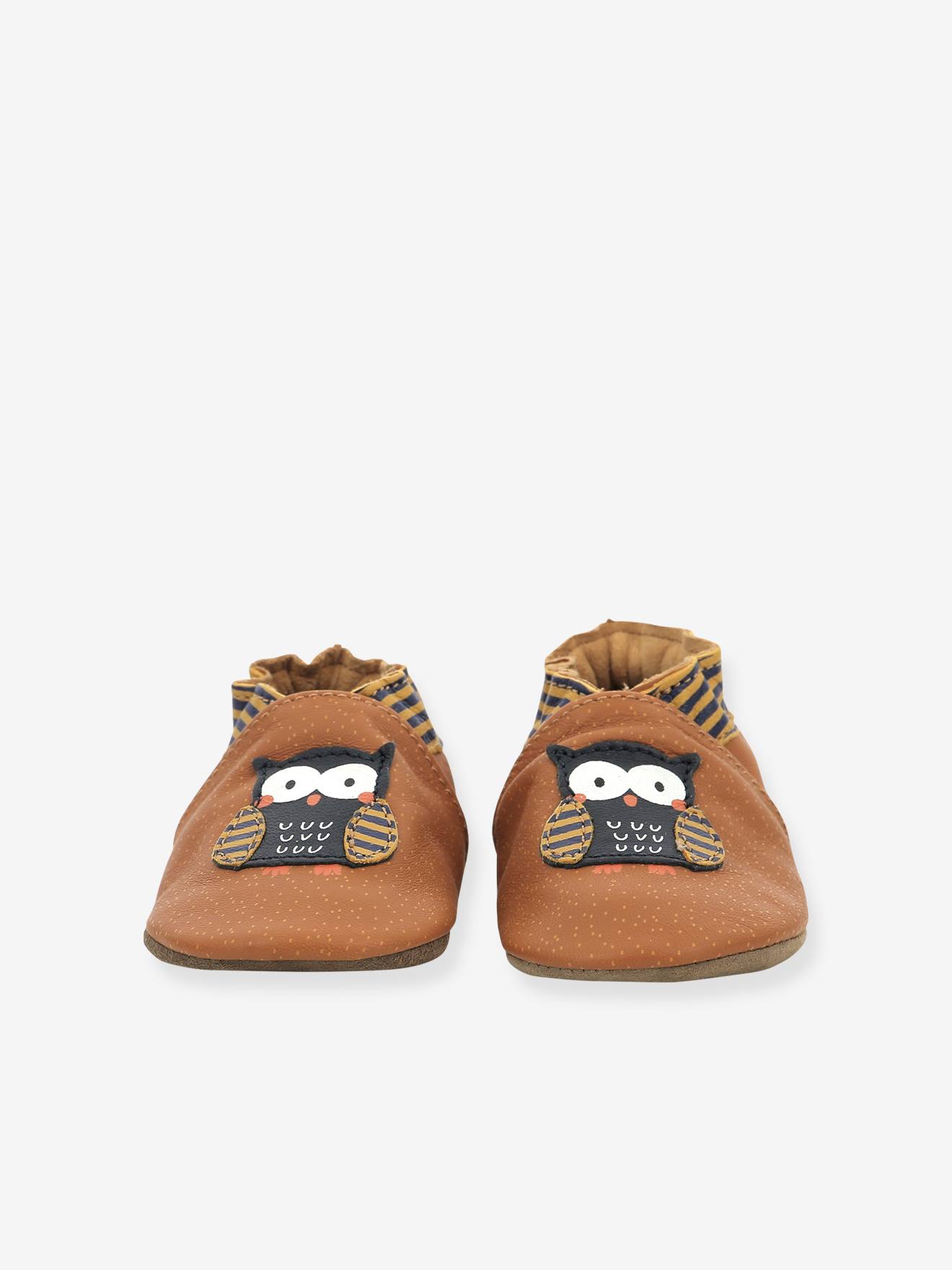 ROBEEZ© Hibou Choux 946770-10 Sapatinhos de Bebê em Couro Flexível Cor Camelo