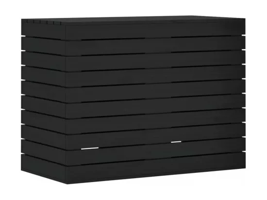 Panier à linge noir 88,5x44x66 bois massif de pin
