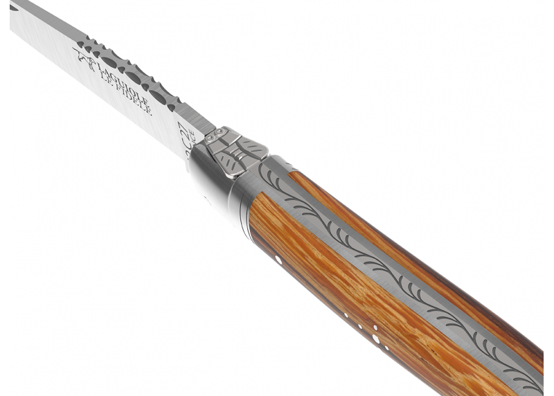Couteau Laguiole avec un manche en bois de serpent et 2 mitres en acier inoxydable