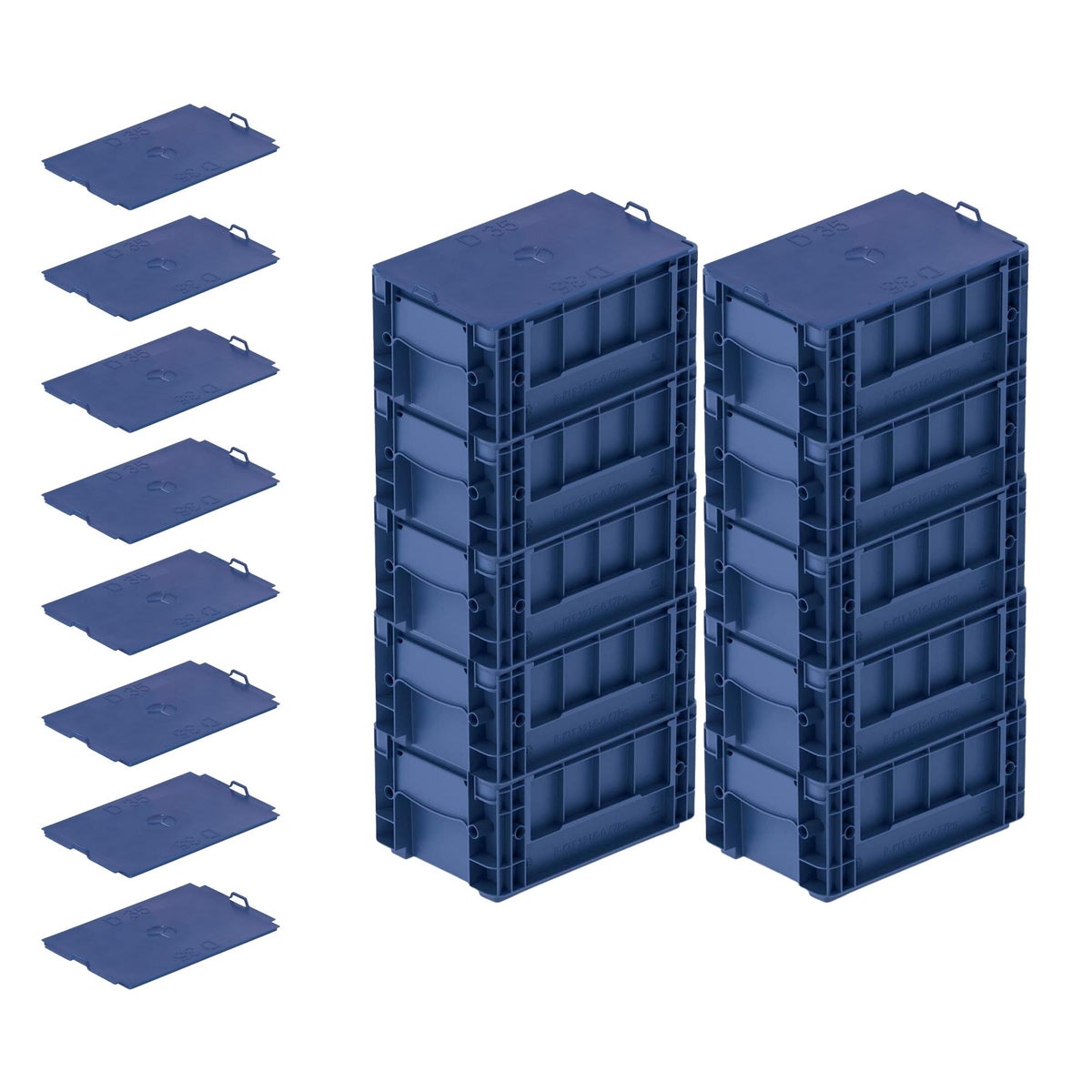 PROREGAL VDA KLT Kleine ladingdrager met composietbodem en deksel HxBxD 14,7 x 20 x 30 cm 5,3 liter KLT Transportbox Transportcontainer Stapelcontainer