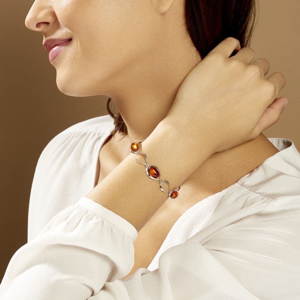 Bracelet Argent Blanc Aida Ambre