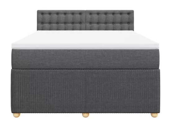 Sommier à lattes de lit avec matelas Gris foncé 140x190cm Tissu