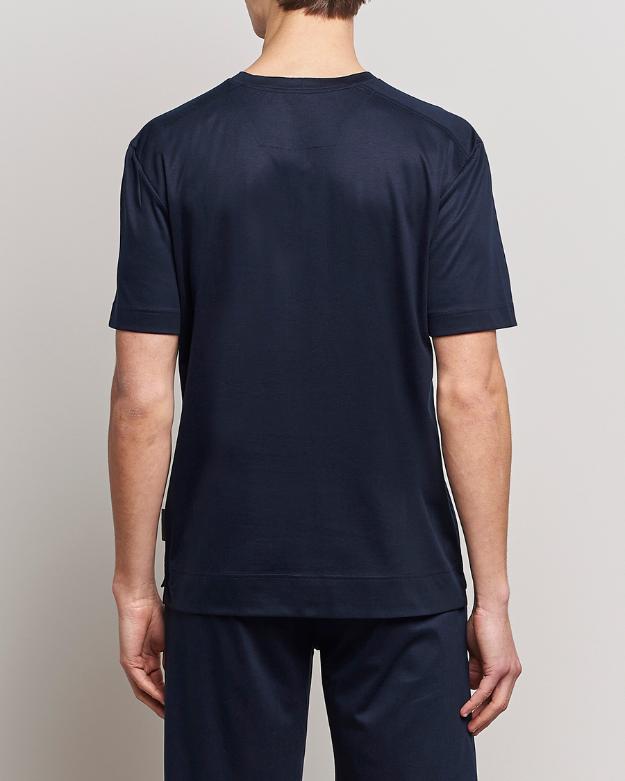 Zimmerli of Switzerland Cotton/Modal Crew Neck Loungwear T-Shirt Midnight