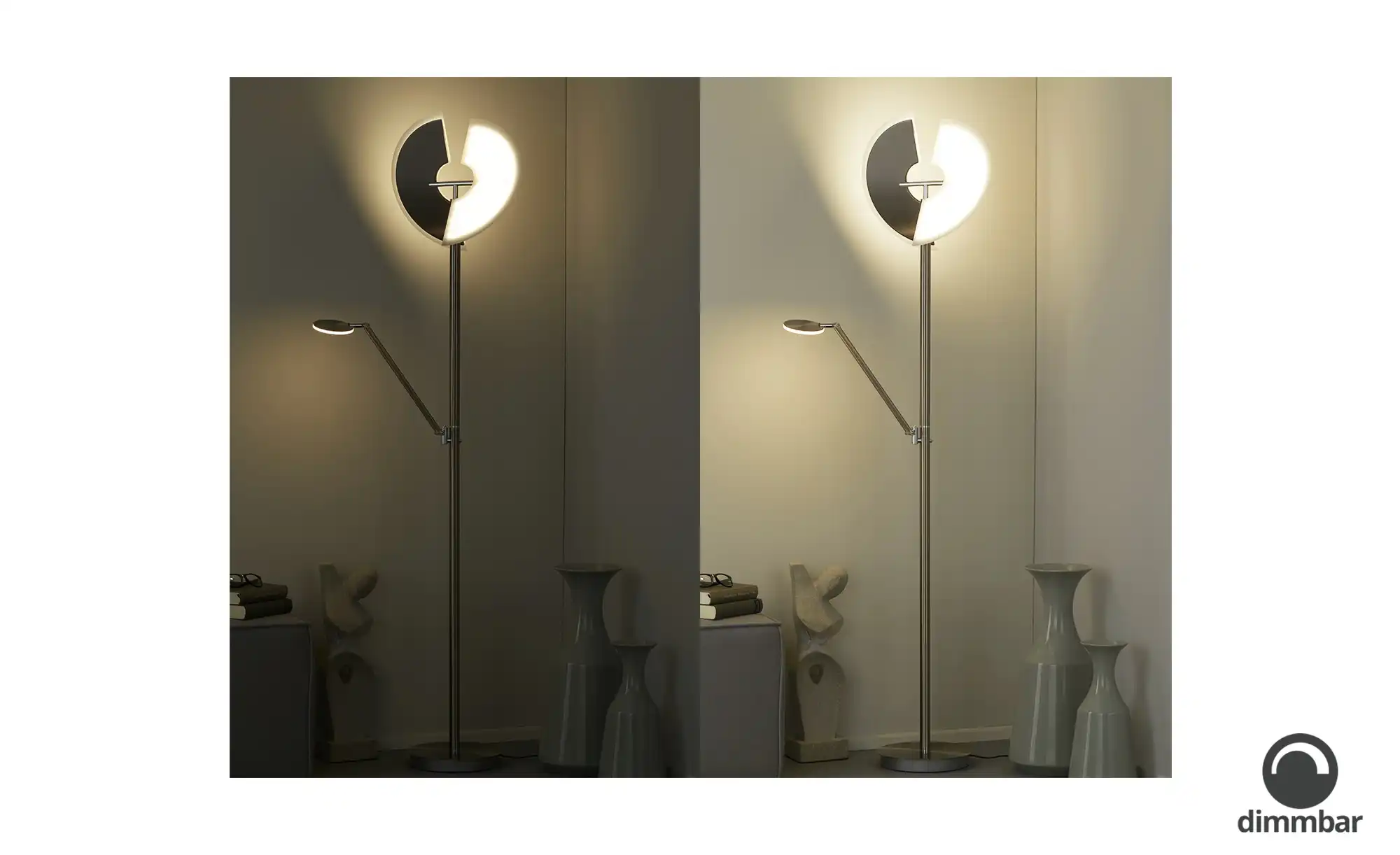 Meisterleuchten LED-Deckenfluter, 3-flammig, Nickel-matt/ chrom