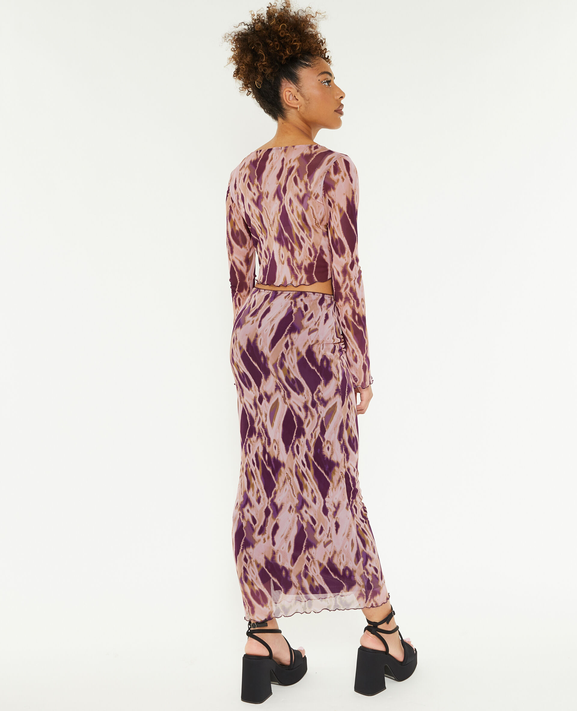 Jupe midi en tulle - Marron