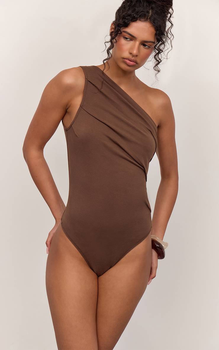 Chocolate. Body Asymétrique En Coton Doux Chocolat