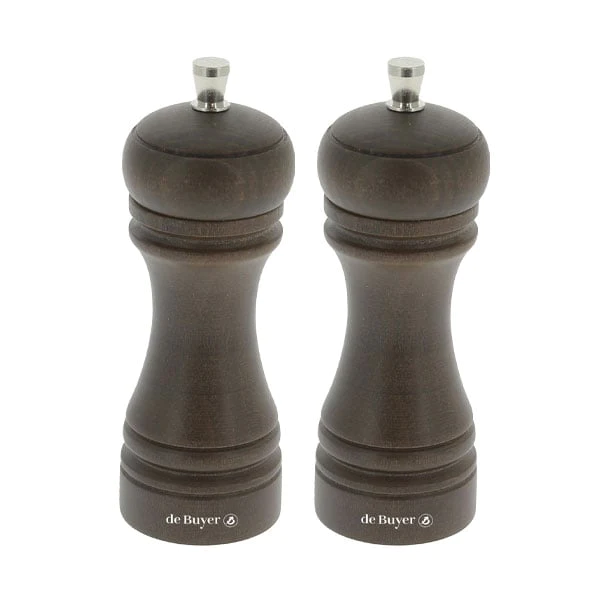 Set moulins à poivre et à sel JAVA foncé 14 cm De Buyer