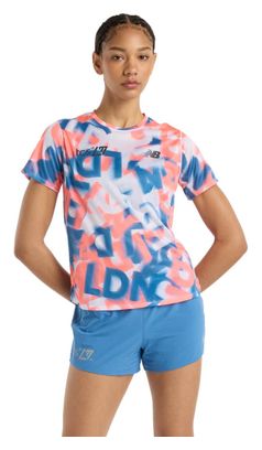 Maillot manches courtes New Balance London Edition Printed Athletics Blanc/Rouge/Bleu Femme
