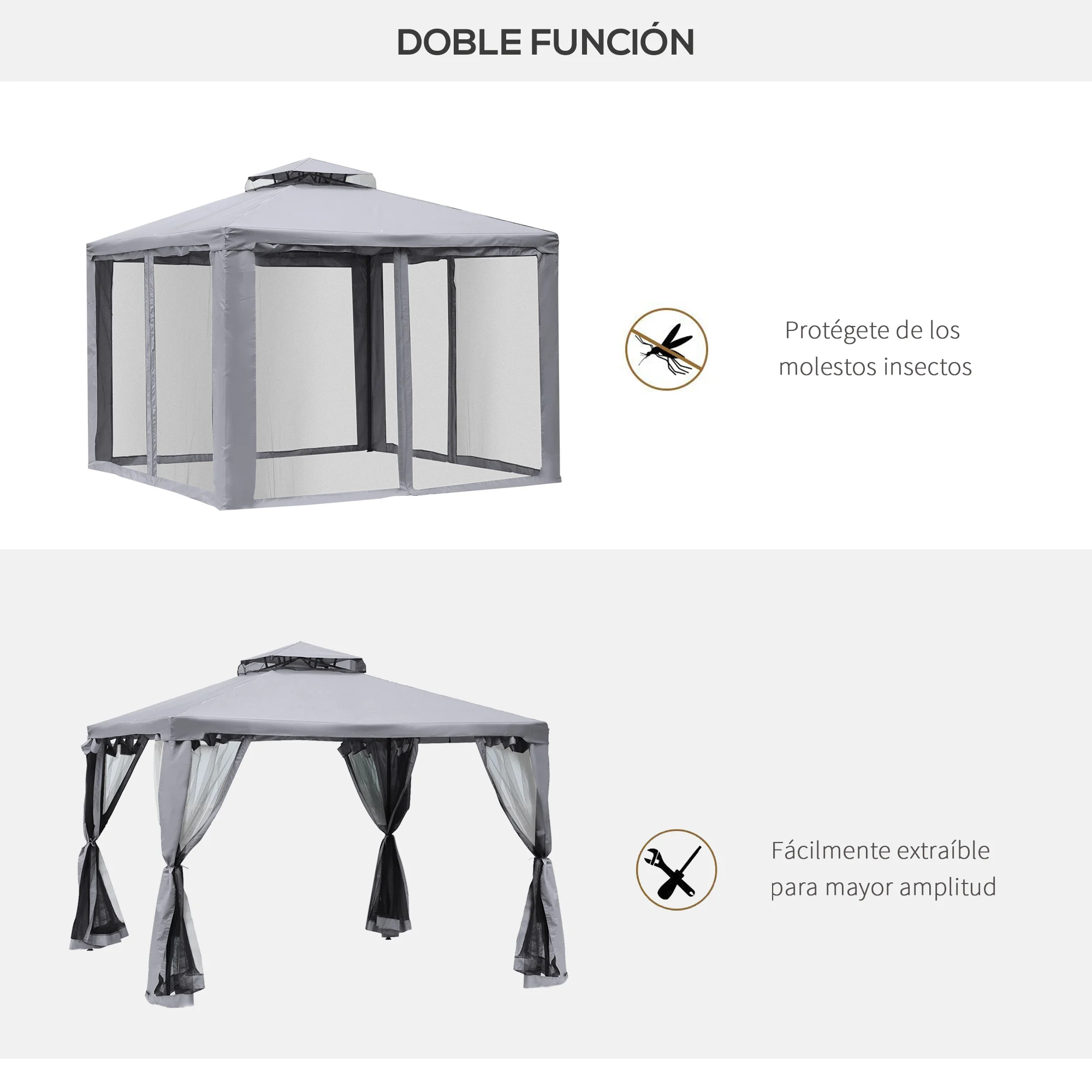 Gazebo de jardim cinza Outsunny