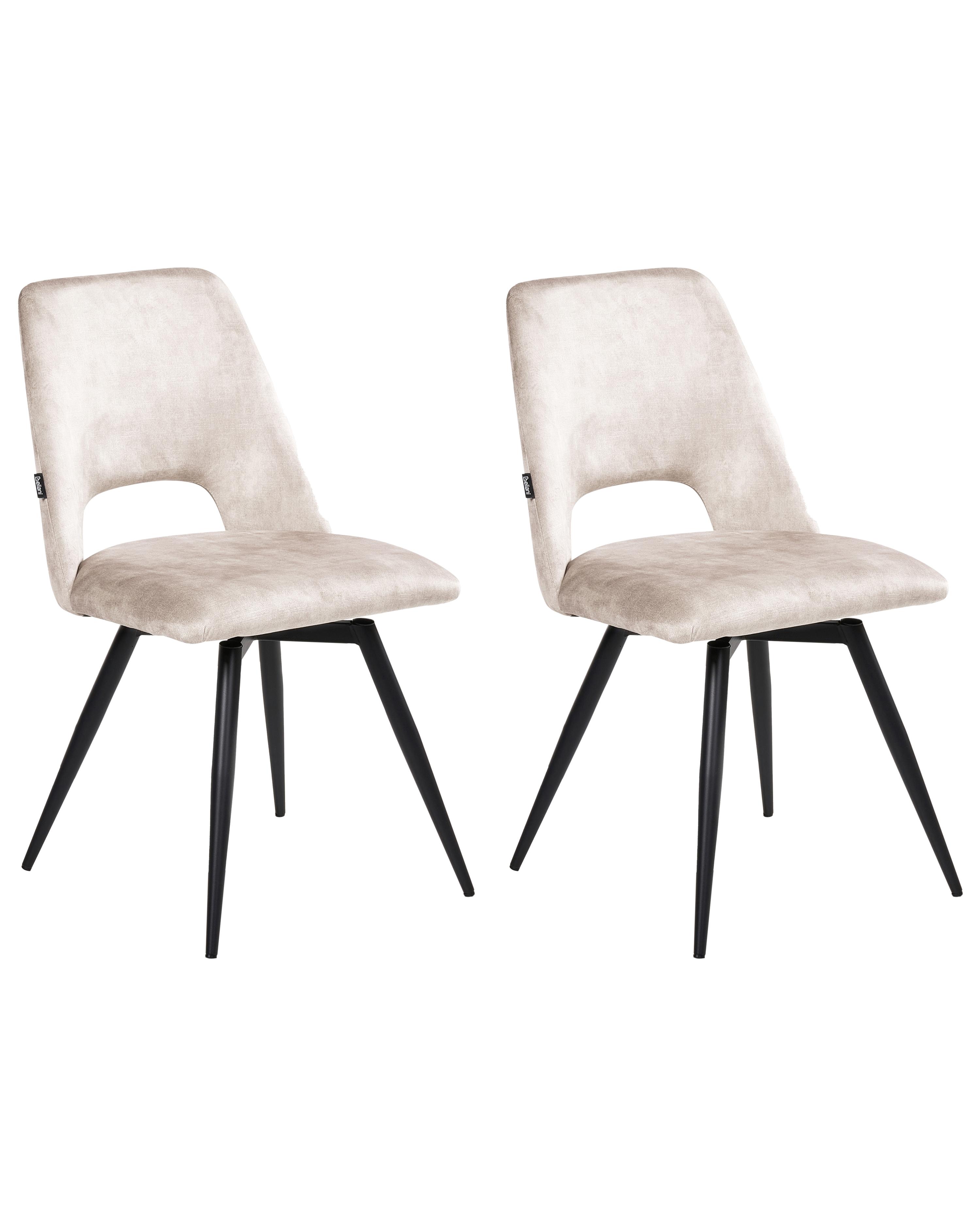 Set van 2 eetkamerstoelen draaibaar HALLETT Fluweel Lichtbeige