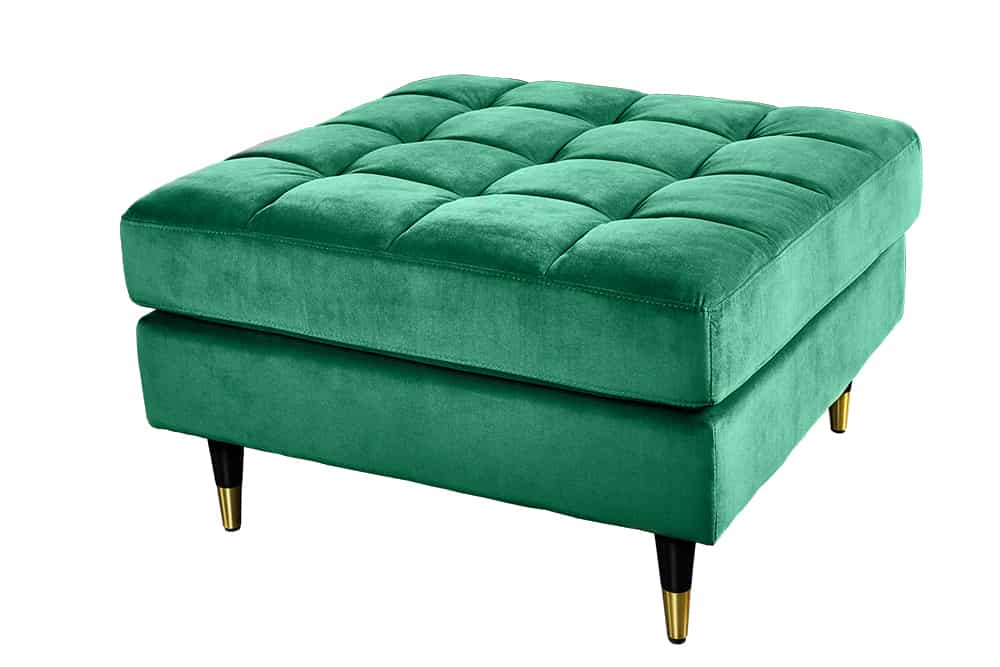 Design Hocker COZY VELVET 80cm smaragdgrün Samt goldene Füße