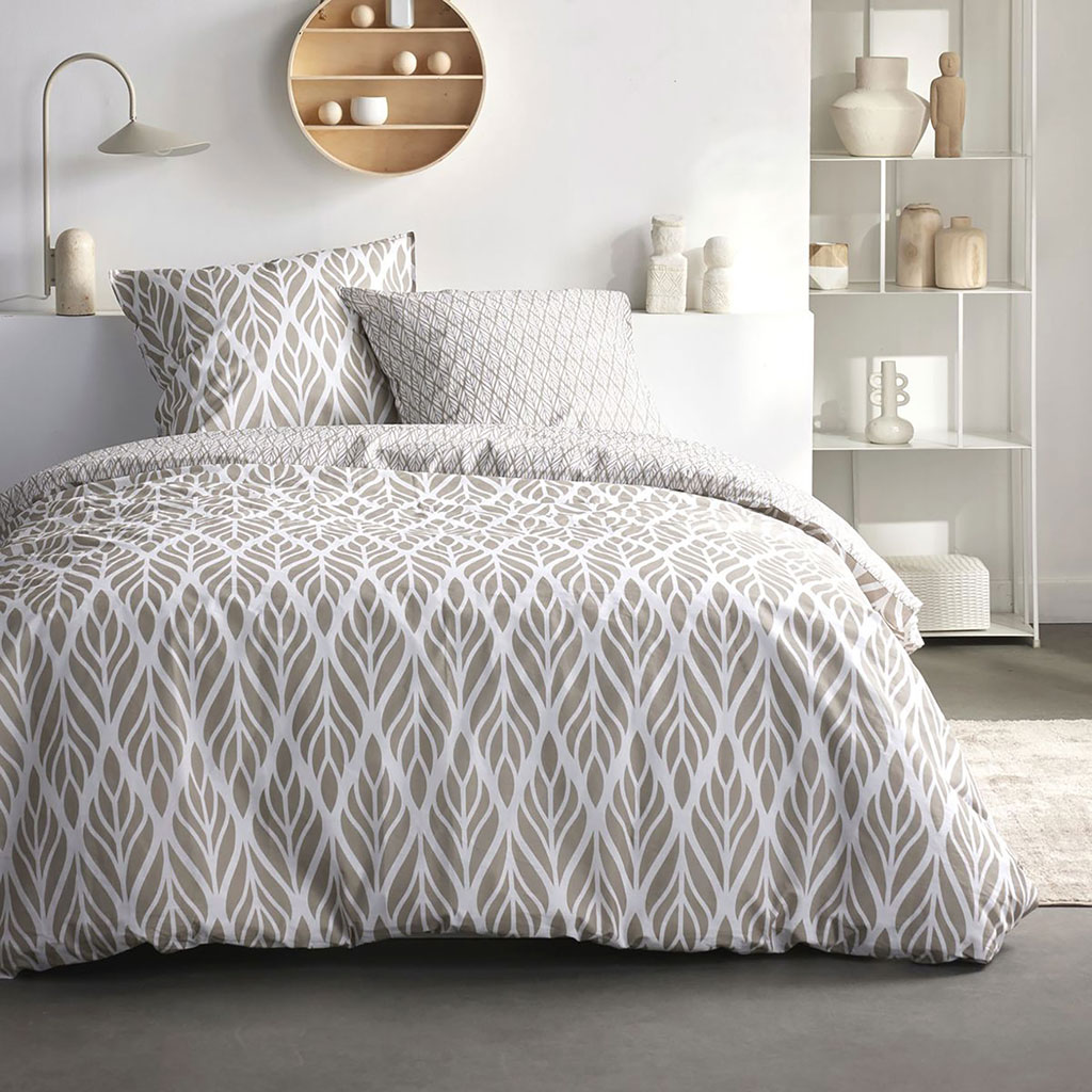 Parure housse de couette Sunshine beige 240x220cm