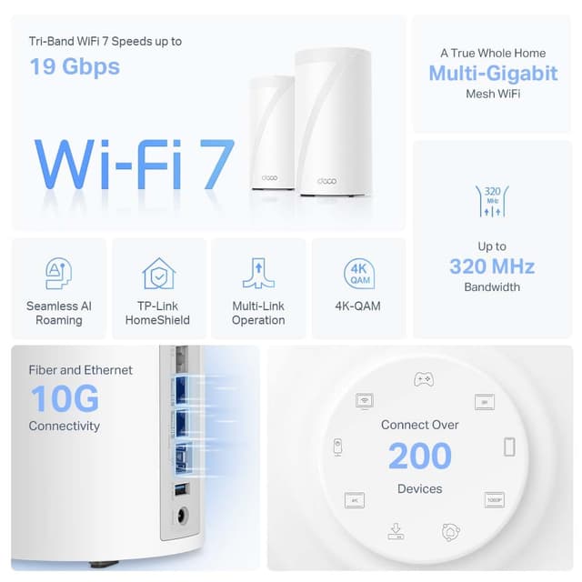 TP-Link Deco BE85 WiFi 7 mesh system (2-pakke)