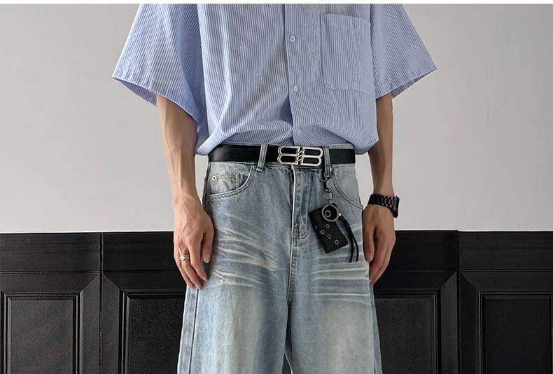 AXEN - Mid Rise Washed Wide Leg Jeans
