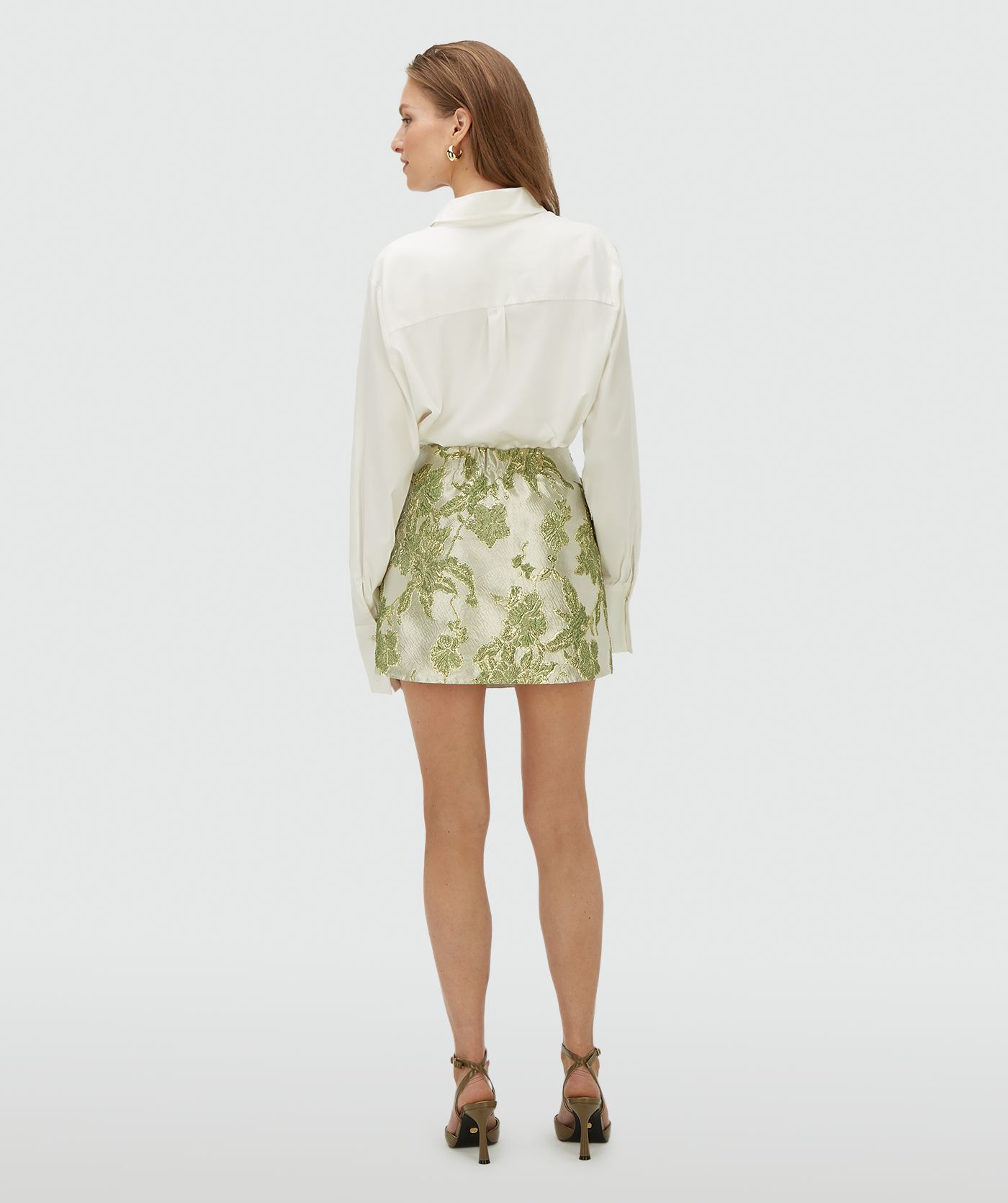 JV-ELSA high waisted skort met metallic details - dark pistachio