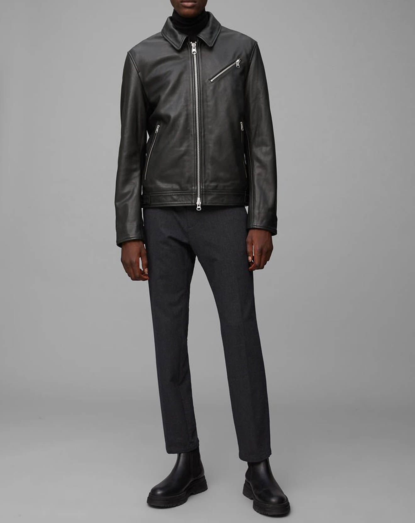Marc O'Polo Perfecto en Cuir Grainé noir