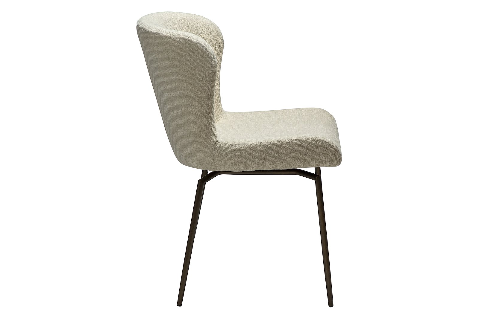 Glam spisestol Med sving og autoretur. Tekstil Bouclé Frosted Almond med antikk messing ben