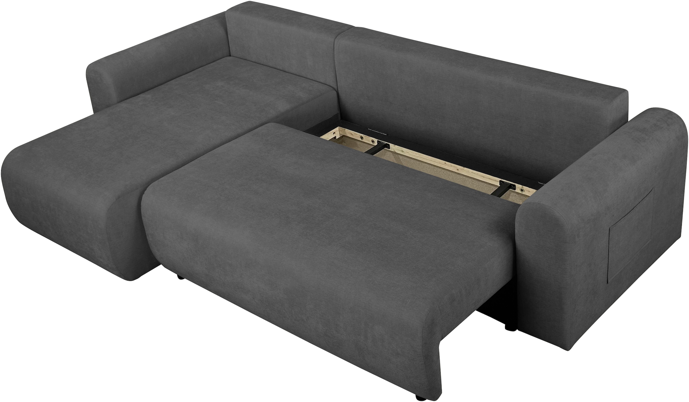 GOODproduct Ecksofa »JONAA, 241cm, L-Form, Schlafsofa, Boxspringfederung, Cord u. Struktur« 133/200cm, Recamiere links/rechts, Bettkasten, Cord u. Struktur