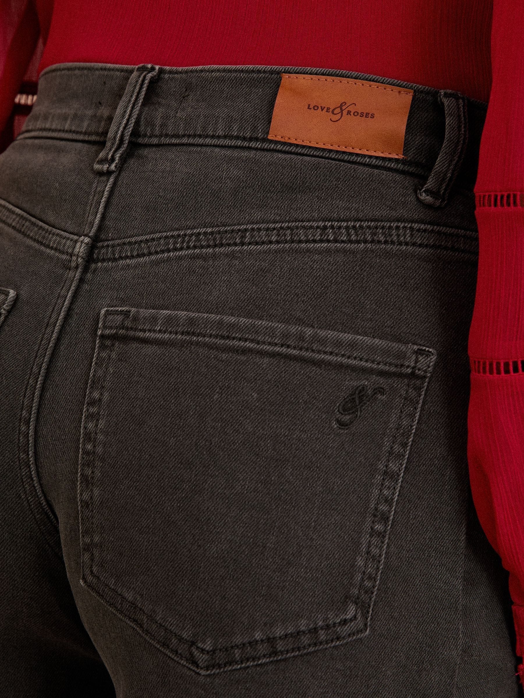 Antraciet - Love & Roses Barrel jeans