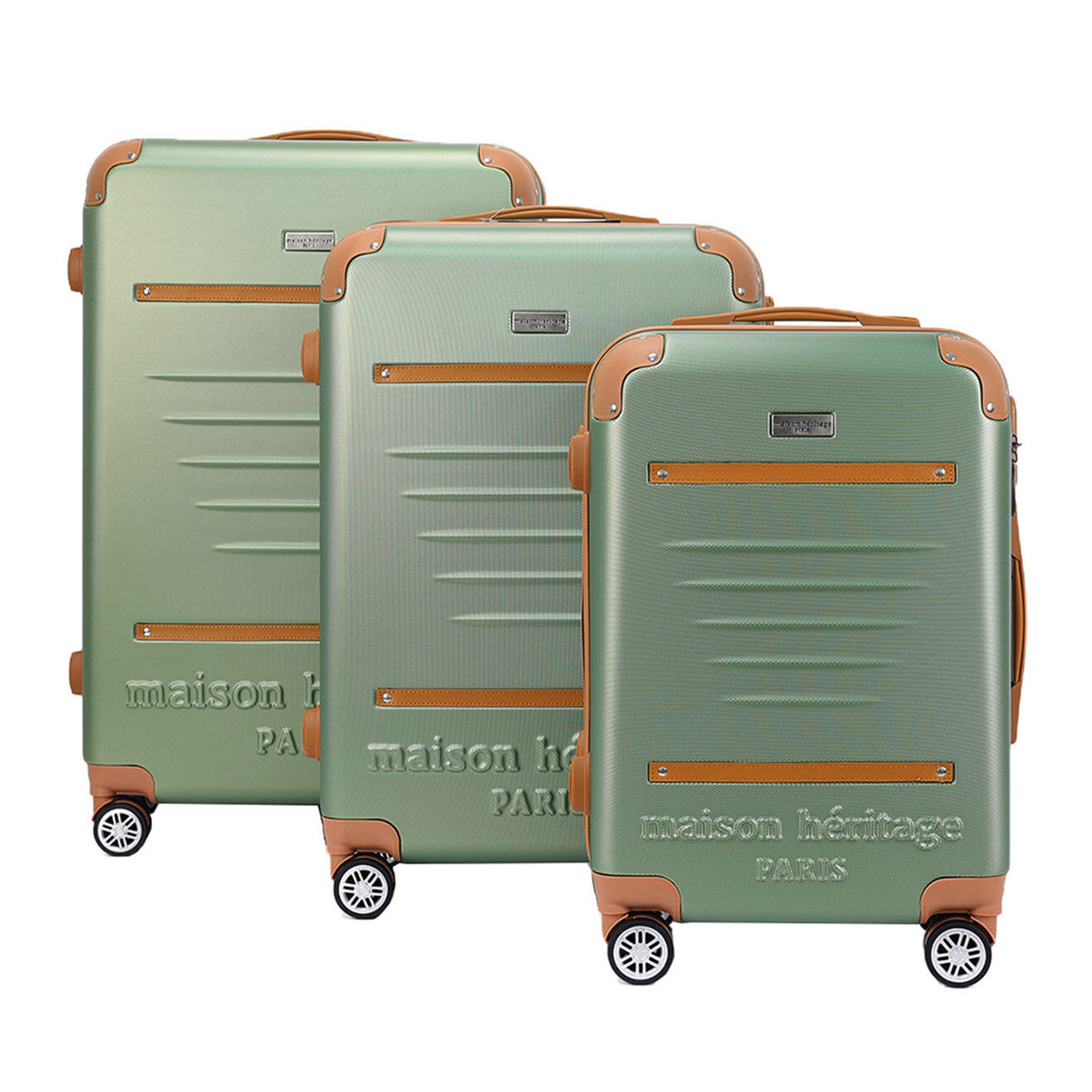 Maison Héritage 3 Valises 4 roues doubles Trocadéro 55/65/75 cm vert kaki