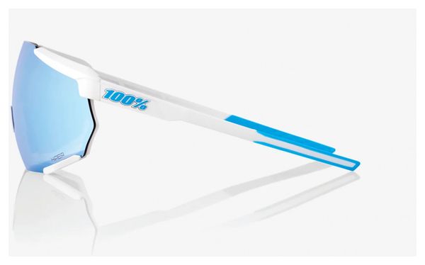 Lunettes 100% Racetrap 3.0 - SE Movistar Team Blanc - Verres Miroir Multicouche Bleu Hiper
