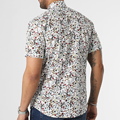 Chemise Manches Courtes Blanc Floral