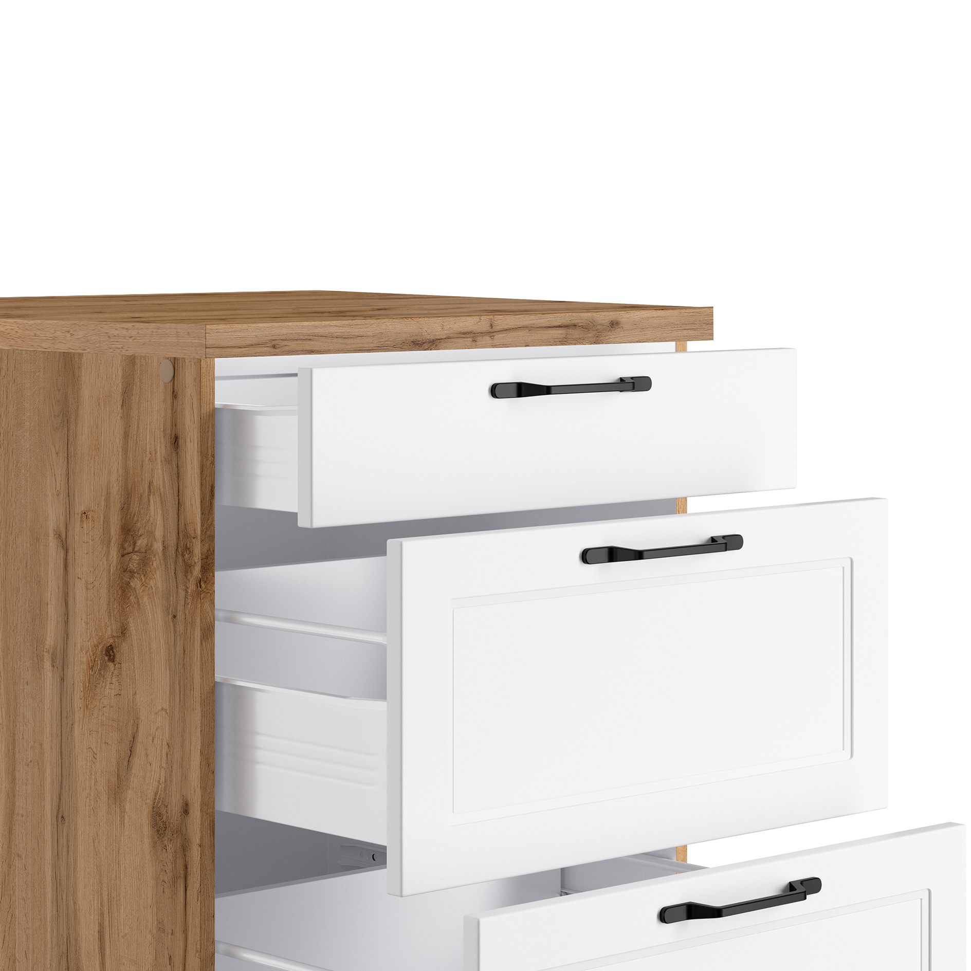 Unterschrank MERAN - weiß - Wotaneiche - 60 cm