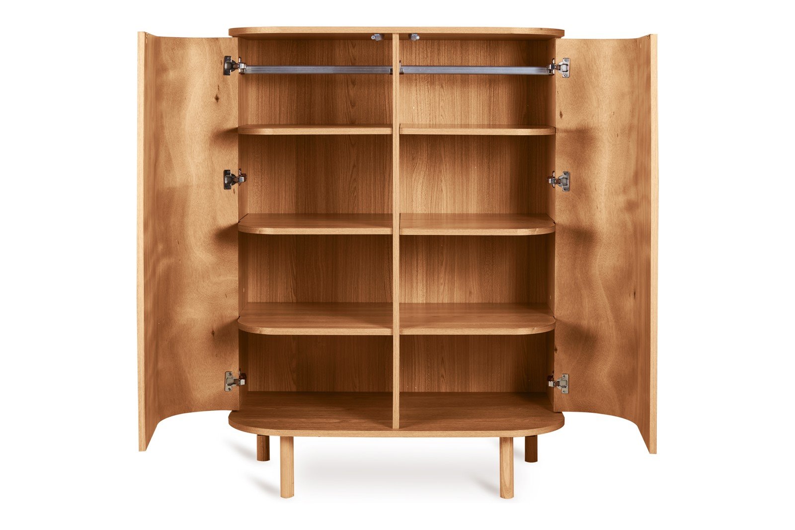 Yume Garderobeskap Garderobe i heltre ask/askefinér med to dører, heng og hyller. Natur.