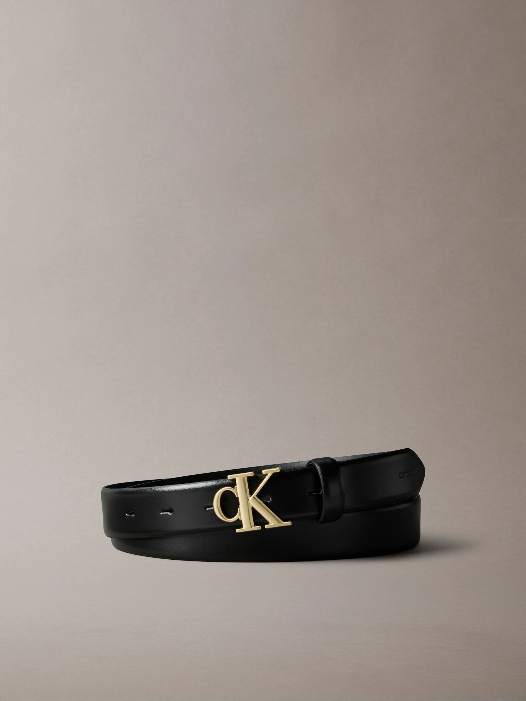 Zwart - Calvin Klein Full Grain Leather Logo Belt