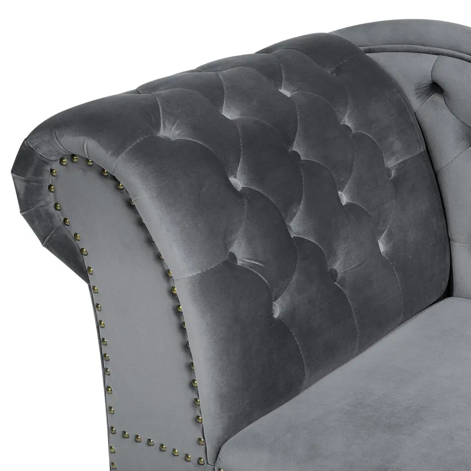 NIMES - Chaise longue - Grijs - Linkerzijde - Fluweel