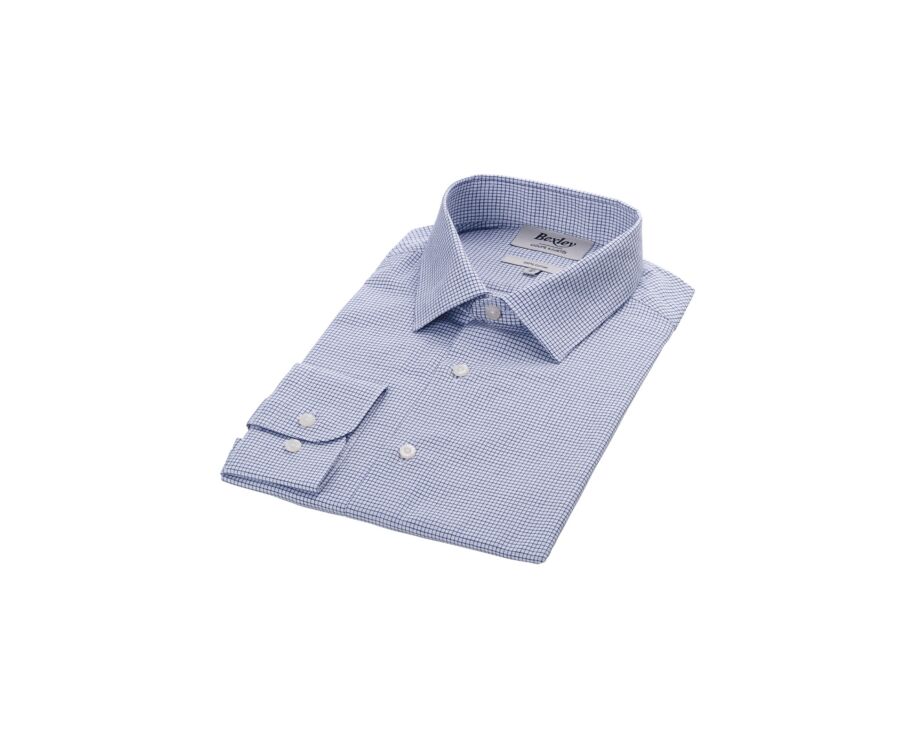 Chemise twill Blanche à carreaux Bleu Océan homme  - MARTINIEN