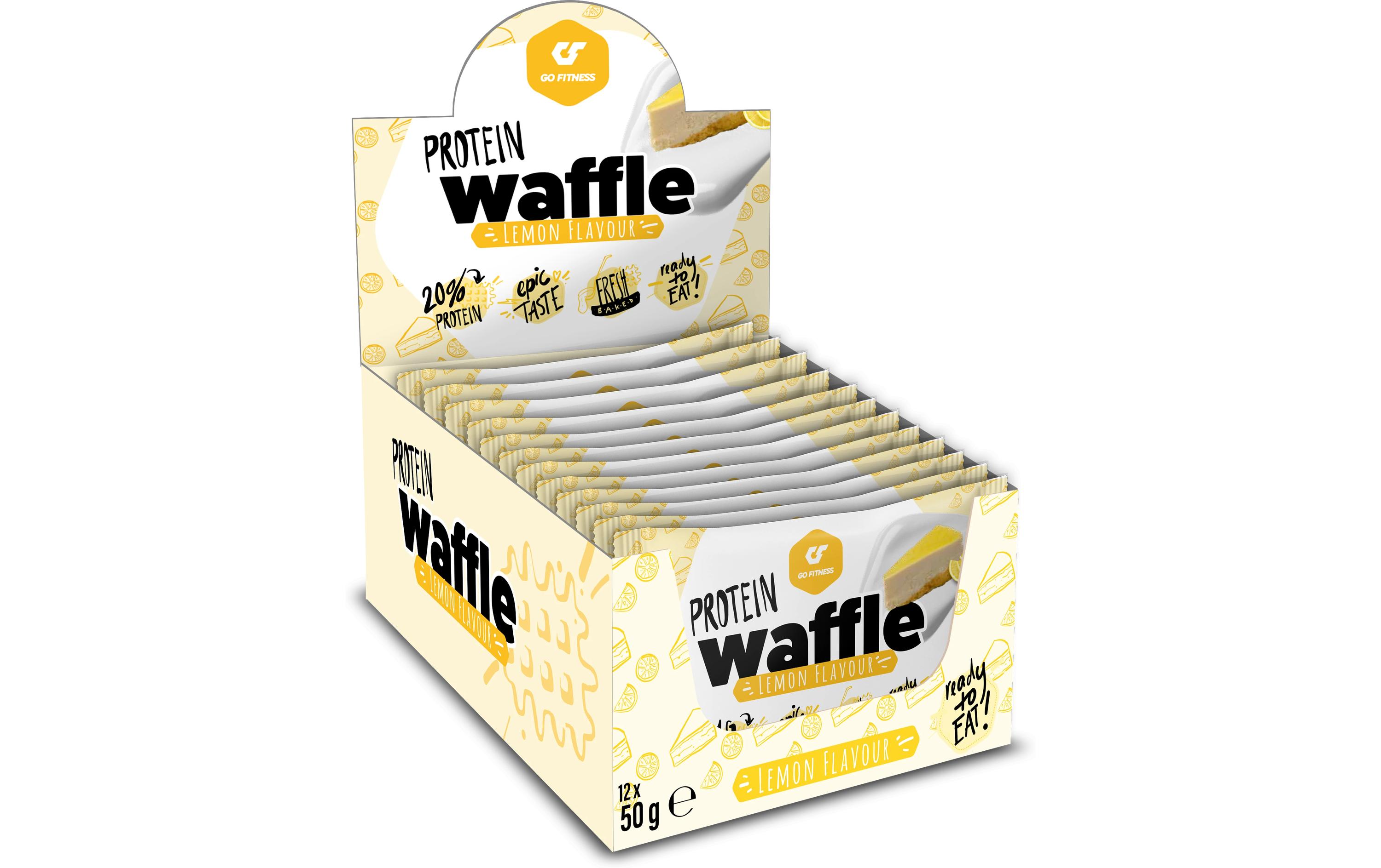 Nutrition Protein Waffle Box 12 x 50 g, ZitroneProtein Waffel mit weisser Masse überzogen und Zitronen Aroma