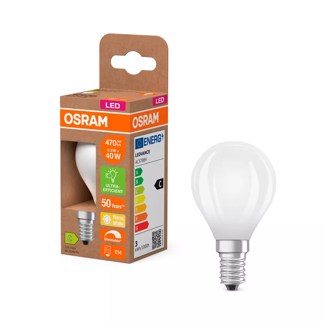 LED-Tropfen E14/2,9 Watt/Energie C